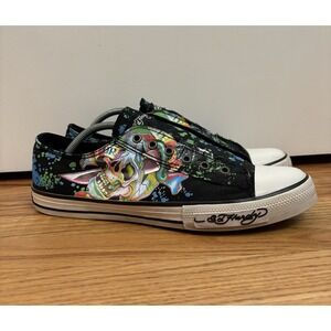 Vintage Y2K Ed Hardy Men's Skull Dagger Laceless Low Top Sneakers Size 12 US